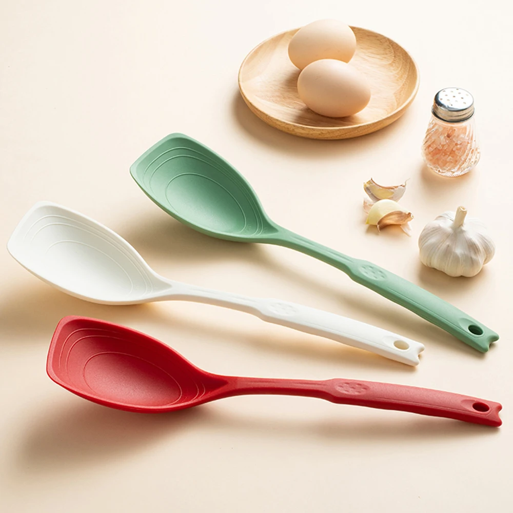 Okonomiyaki Spatula - シリコンスプーン多用途ホールド快適な滑り止めラウンドハンドル大型調理器具ミキシングスプーンシリコン食器スクープ