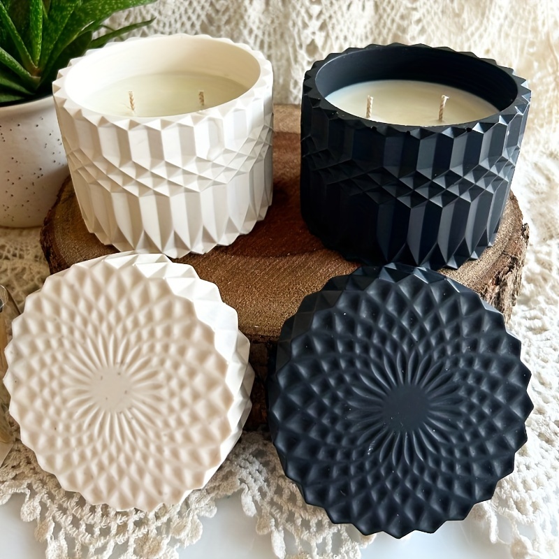 Potsticker Mold - 1セット リップルキャンドルカップ レジンモールド シリンダー型 石膏キャンドルジャー コンクリートフラワーポット
