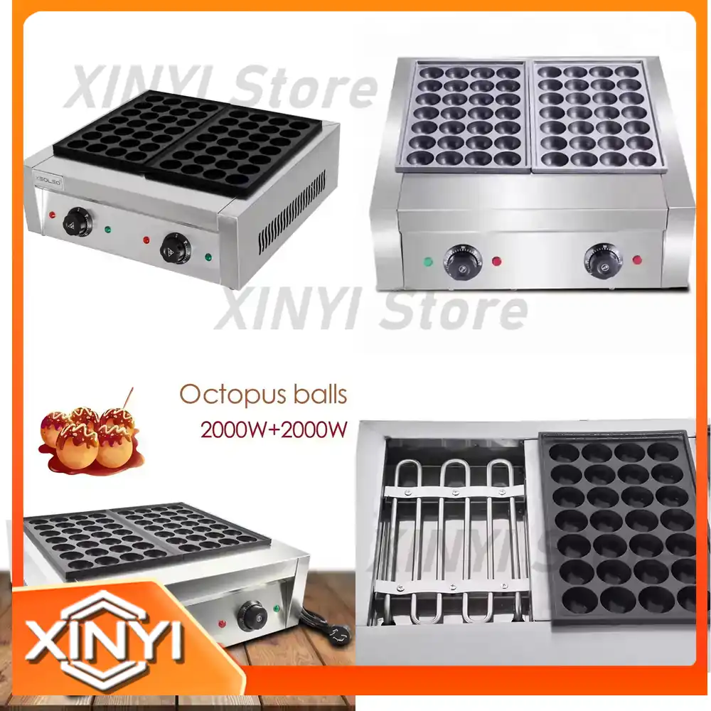 Takoyaki Grill Plate - 業務用卓上2プレートたこ焼き機 XEOLEO 2000W プロ仕様電気たこ焼きグリル ノンスティックフードメーカー