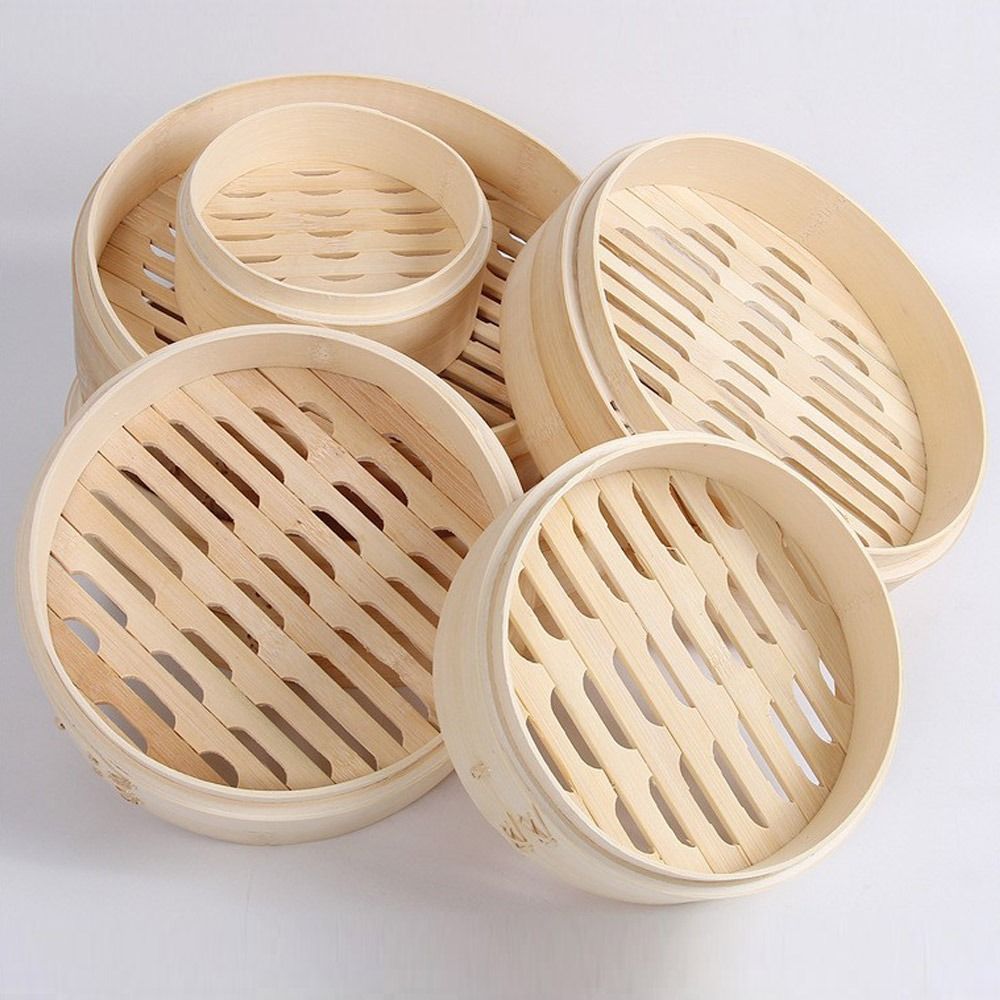 Bao Steamer Bamboo - 蓋付きせいろバスケット 餃子蒸しバスケット 中華蒸しバスケット 蒸しパン調理用せいろ スチームバスケット