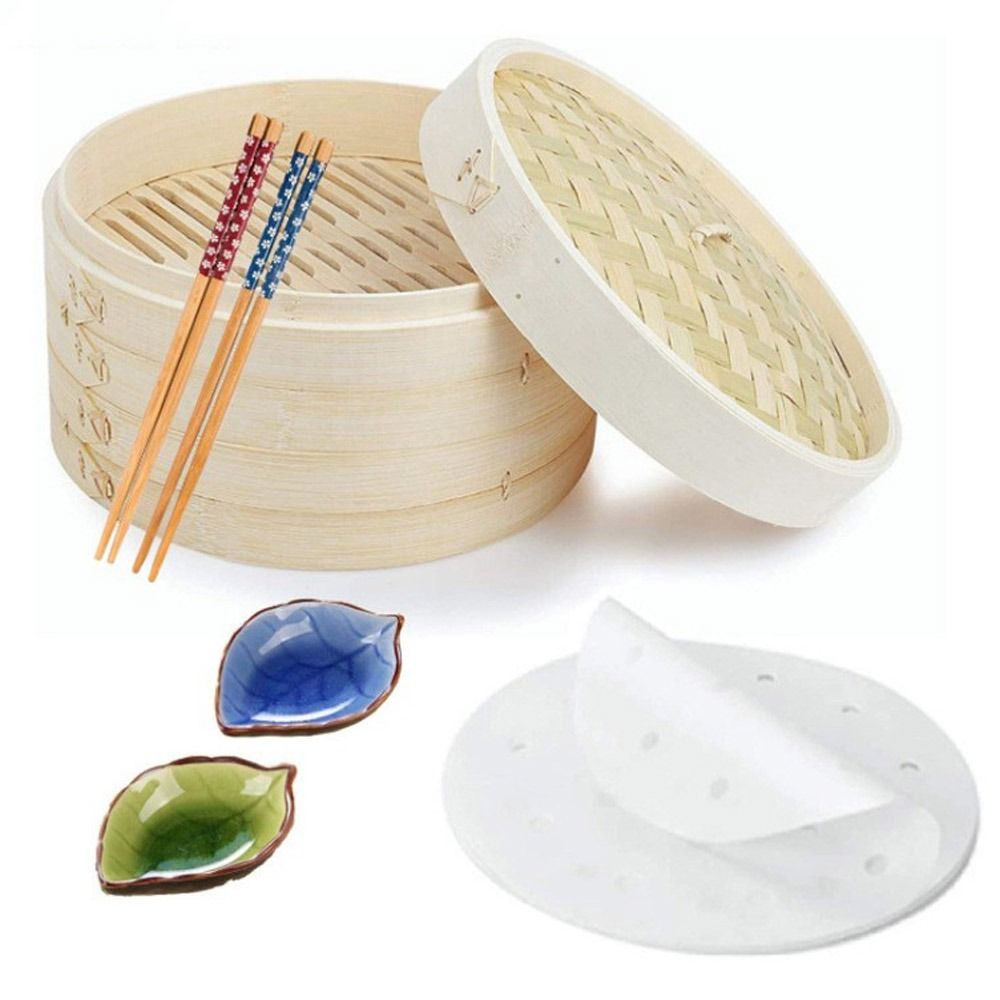 中華蒸し器 竹蒸し器 蓋付き点心蒸し器 餃子蒸し器 野菜スナ - Bao Steamer Bamboo のレビューと価格