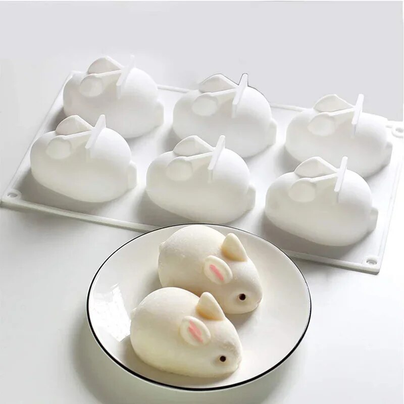 シリコン製うさぎ型フォンダンバニー型 6個取り ムースケーキ - Bunny Cake Mold のレビューと価格