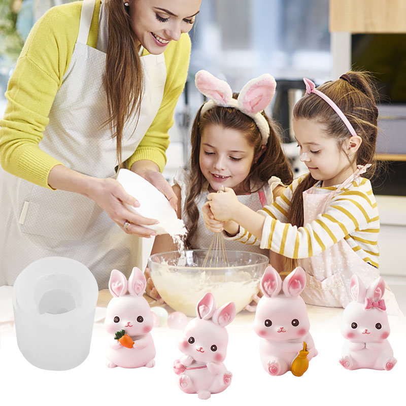 かわいいウサギの形をしたシリコンケーキ型,人魚の形をしたケー - Bunny Cake Mold のレビューと価格