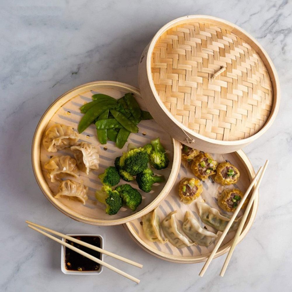蓋付きせいろバスケット 餃子蒸しバスケット 中華蒸しバスケッ - Bao Steamer Bamboo のレビューと価格